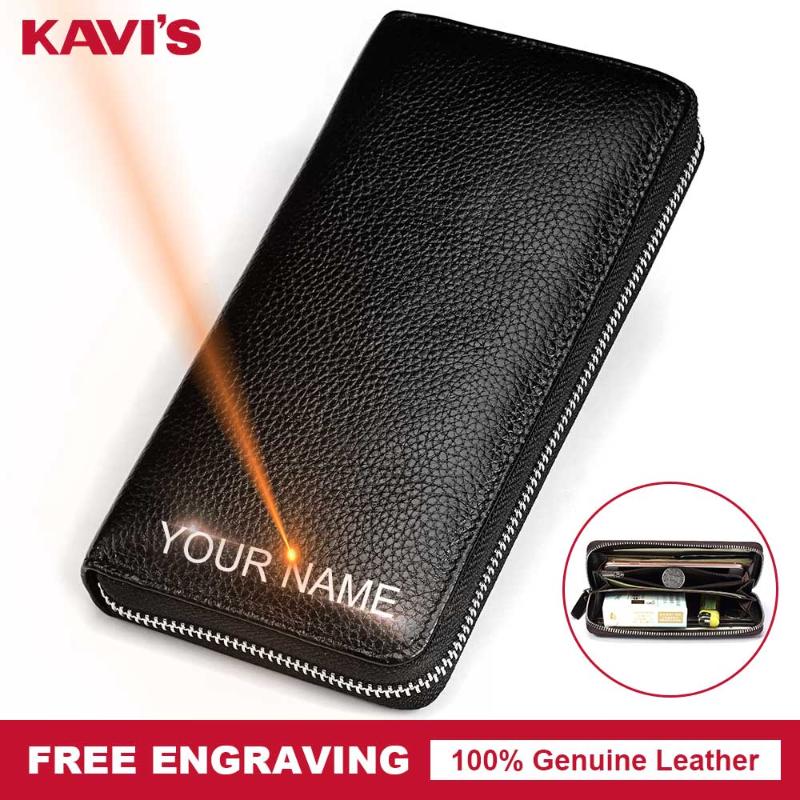 

Wallets KAVIS Free Engraving Genuine Leather Long Wallet Men Coin Purse Male Clutch Walet Portomonee Handy Business Man Perse For Name, Red;black