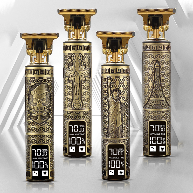 

Hair Clipper Electric Razor Men Steel Head Shaver Hair Trimmer Gold with USB