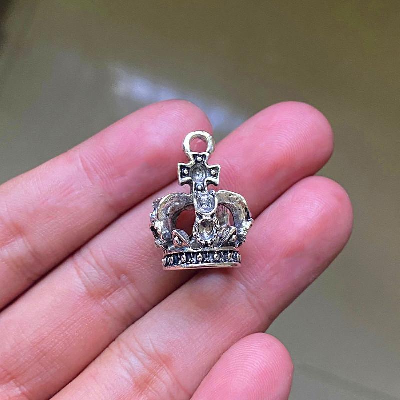 

Charms 6pcs 3D Princess Crown Connector Pendants Jewelry Making DIY Men's WomenNecklace Bracelet Handmade Crafts Accessories, Bronze;silver