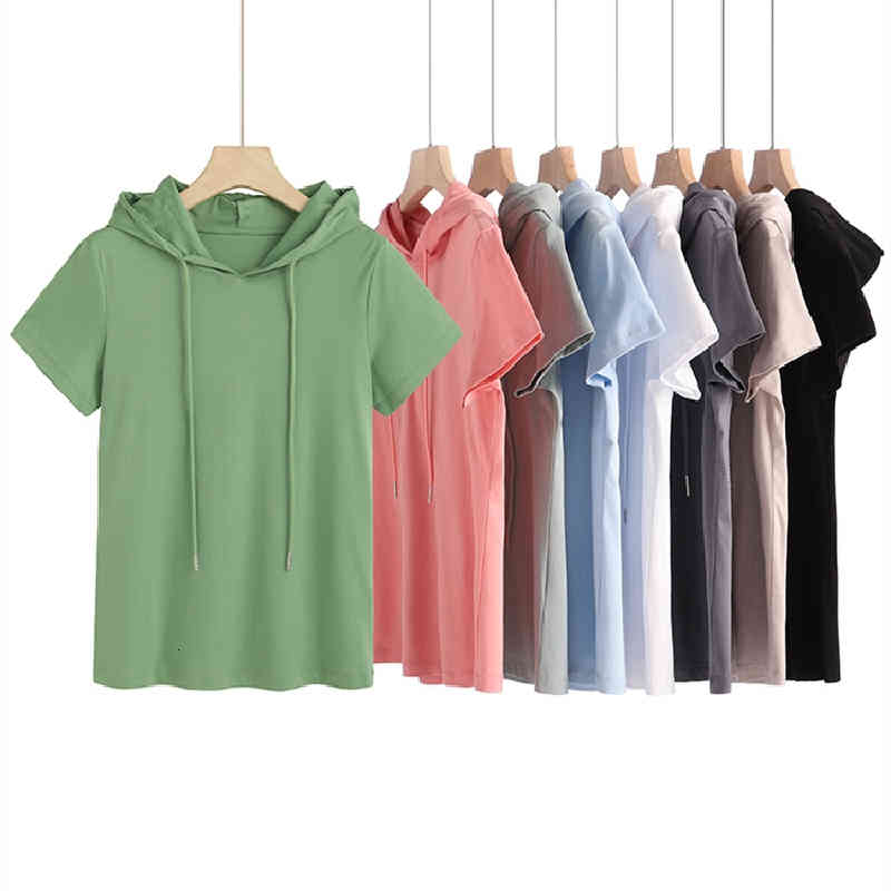 

Women's T-Shirt 100% Cotton Brand Fashion Women High Luxury Summer Casual Slim Hooded Short-Sleeved T-shirt Tees Top S7AP, 1# shoe box