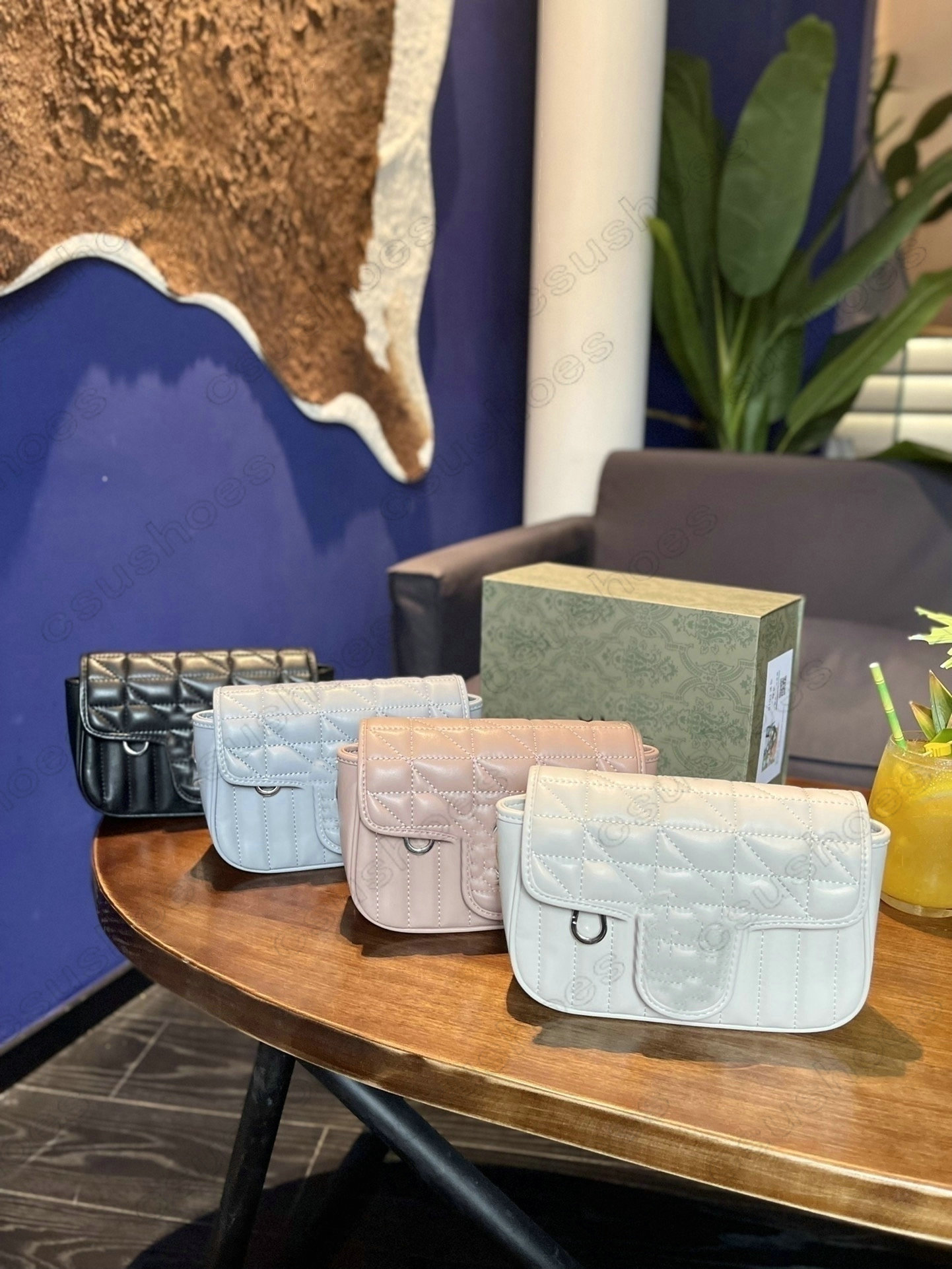 

Marmont Bag Geometric Chain Collection Leather Mini PM Bags Tote Shoulder CrossBody Clutch Handbag Womens Luxurys Designers 476433 446744, No bag;for difference fees