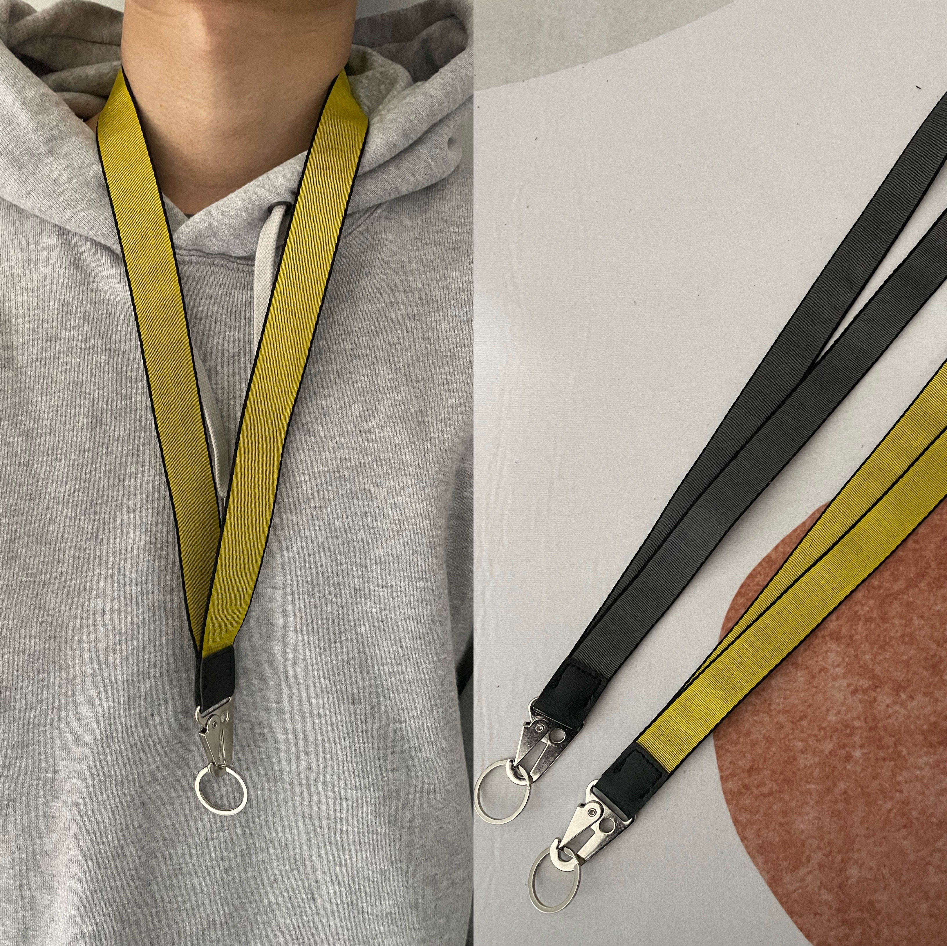 

off Industrial Lanyard Long keychain yellow nylon strap halter fashion luggage pendant unisex brand designer carved alloy buckle decorative black white key chain