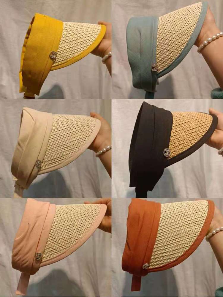 

Summer splicing empty top hat women's fashion age reducing versatile sunshade sunscreen cap sweat absorbing and breathable, Blue;gray