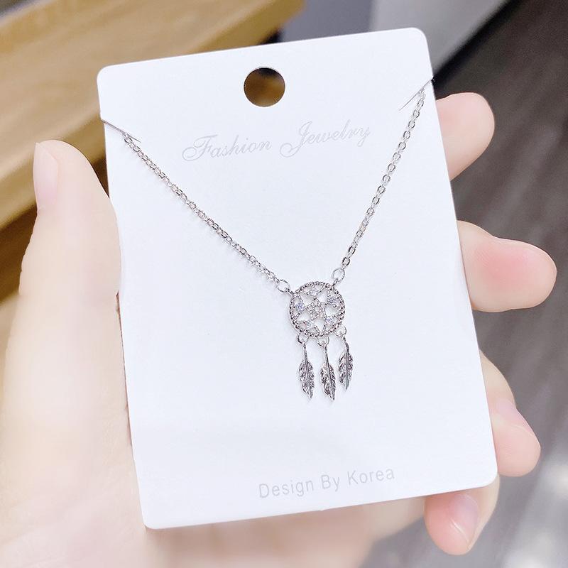 

Chains Dreamcatcher Copper Micro Inlaid Zircon Necklace Clavicle Chain Japanese And Korean All-Match Fashion Women's Wholesale, Silver