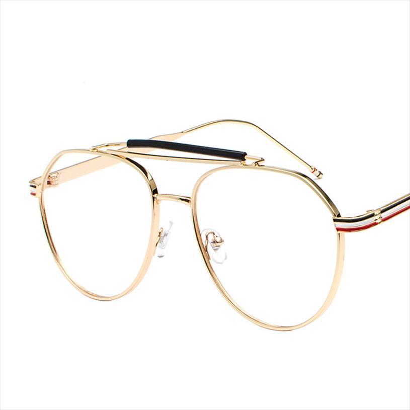 

Brand Design Sunglass Gold Glasses Optics Frame Clear Vintage Women Men Optical Uv400 Aviation