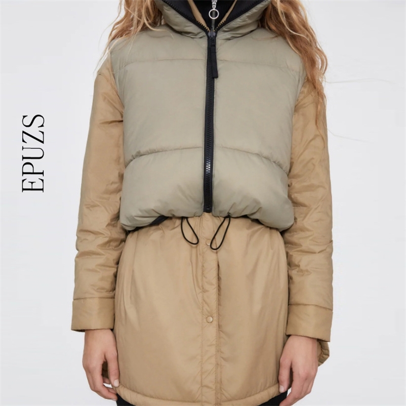 

ZA Spring Black Warm Vest jacket women Casual Zipper sleeveless coat sreaatwear Punk korean outwear 210521