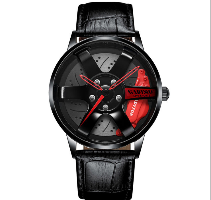 

Leather Strap Unique Design Quartz Watch 40MM Diameter Wheel Style Mens Watches Boys Student Locomotive Cool Wristwatches, Slivery;brown