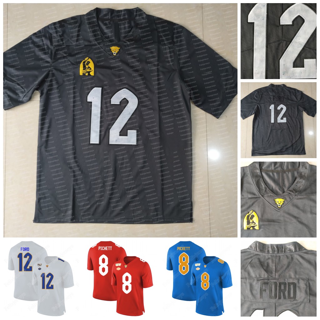 

12 Paris Ford 2020 Pittsburgh Panthers Kenny Pickett Addison Beville Kosanovich Nick Patti Joey Yellen Clouse Vincent Davis NCAA College Football Jersey, Gray mens s-xxxl