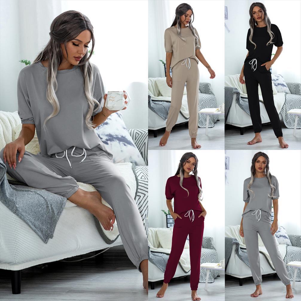 

solid color bubble sleeve womens pants 2 piece set summer short and clothing leisure suit, White