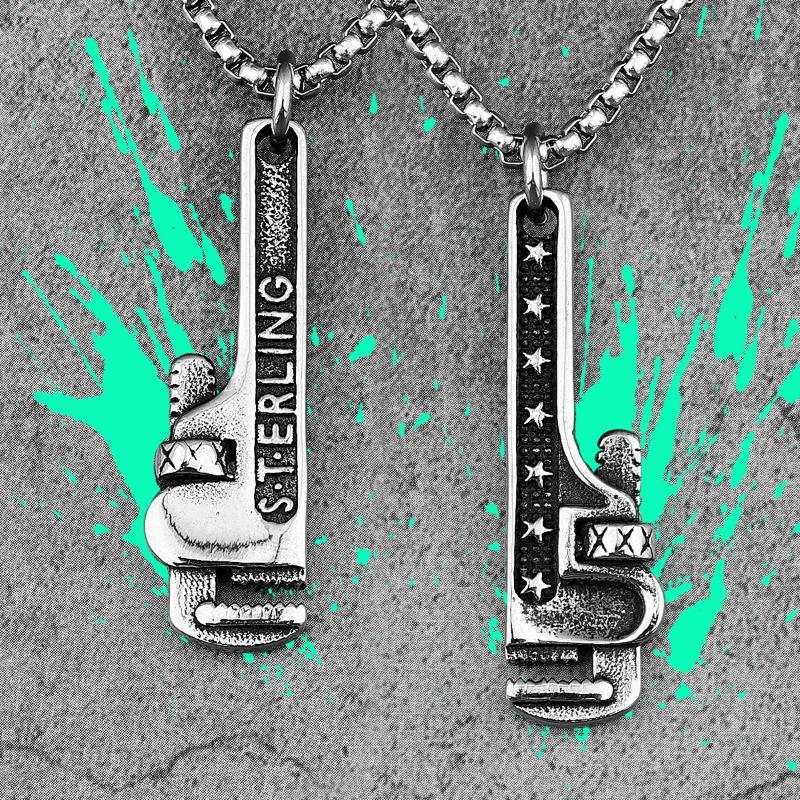

Chains Pipe Wrench Tools Stainless Steel Men Necklaces Pendants Chain Trendy Punk For Boyfriend Male Jewelry Creativity Gift Wholesale
