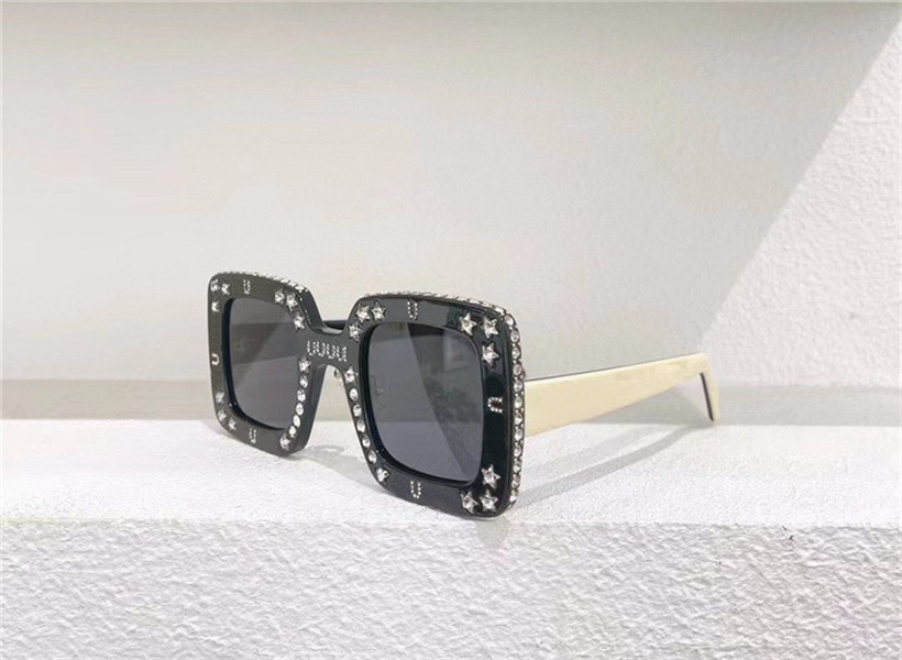 

Fashion design sunglasses 0780S square frame studded with diamonds trendy style summer outdoor uv400 protective glasses top quality