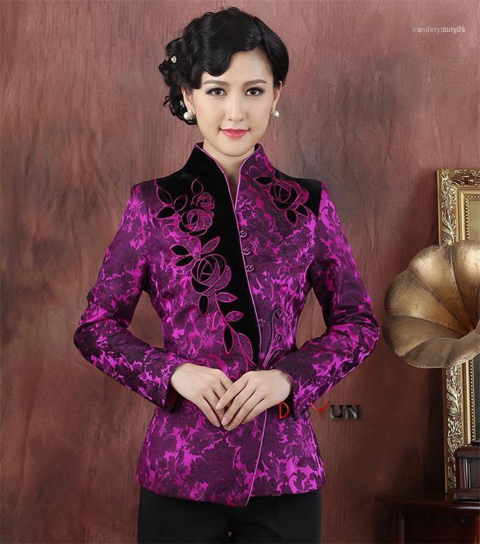 

Women's Jackets 2 Color For Your Choice Traditional Chinese Clothing Silk Satin Jacket Outerwear Tops Tang Suit -3XL1, Purple