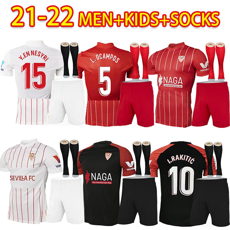 

21 22 Sevilla FC soccer jersey PAPU GOMEZ I.RAKITIC L.OCAMPOS DE JONG J.NAVAS SUSO MUNIR Y.EN-NESYRI J.KOUNDE 2021 2022 Men Kids Kits +Socks football shirts, 208