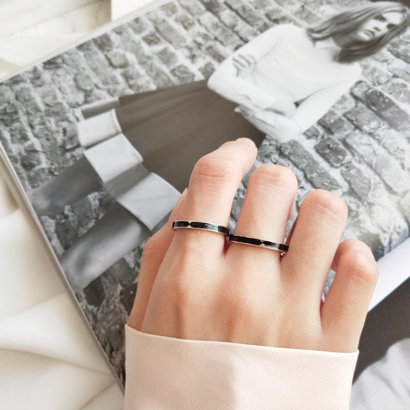 

Cluster Rings Authentic S925 Sterling Silver Fine Jewelry Black Enamel Craft Open Adjust J346, Golden;silver