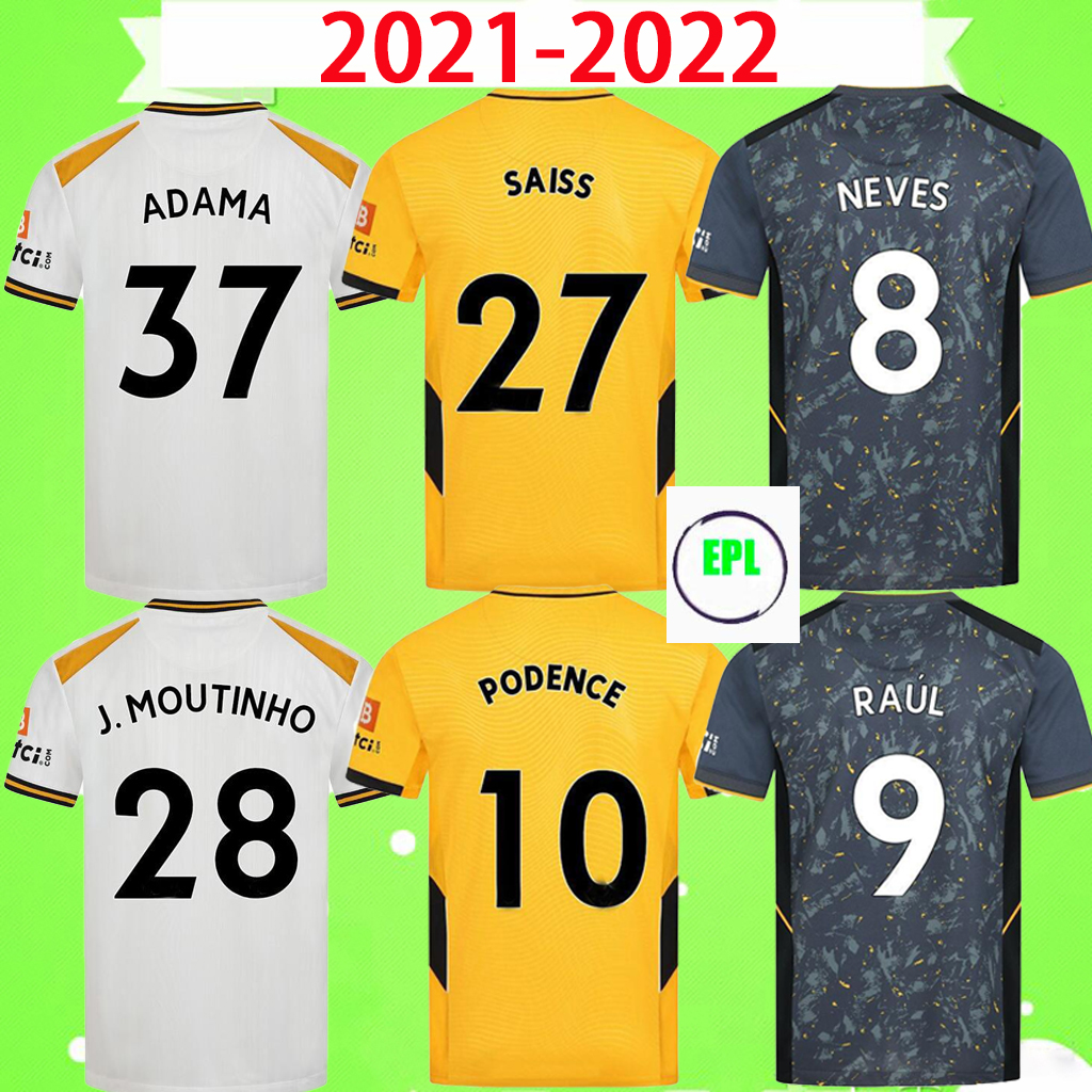 

2021 2022 Wolves SEMEDO RAUL NETO Soccer Jerseys Wolverhampton Men Kids Kits 21 22 Wanderers J.OTTO PODENCE Football Shirt ADAMA sets Uniform SILVA home away 3rd white, Home 20/21