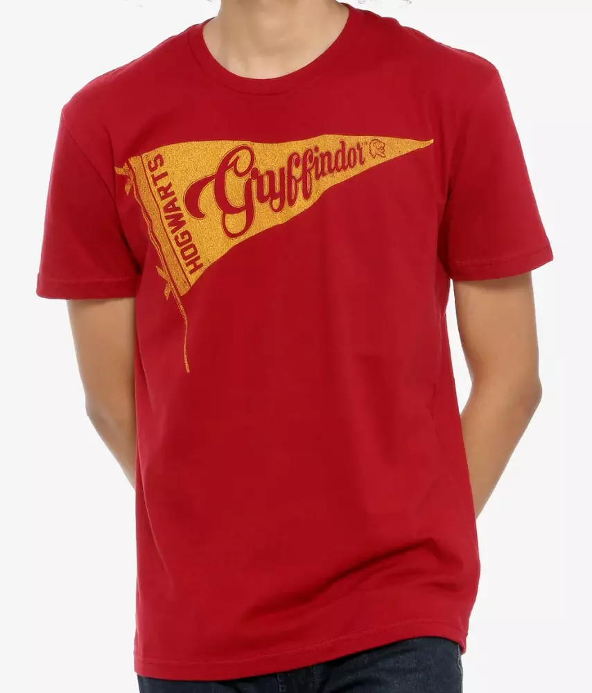 

Harry Potter GRYFFINDOR PENNANT FLAG T-Shirt NEW Licensed & Official, White;black