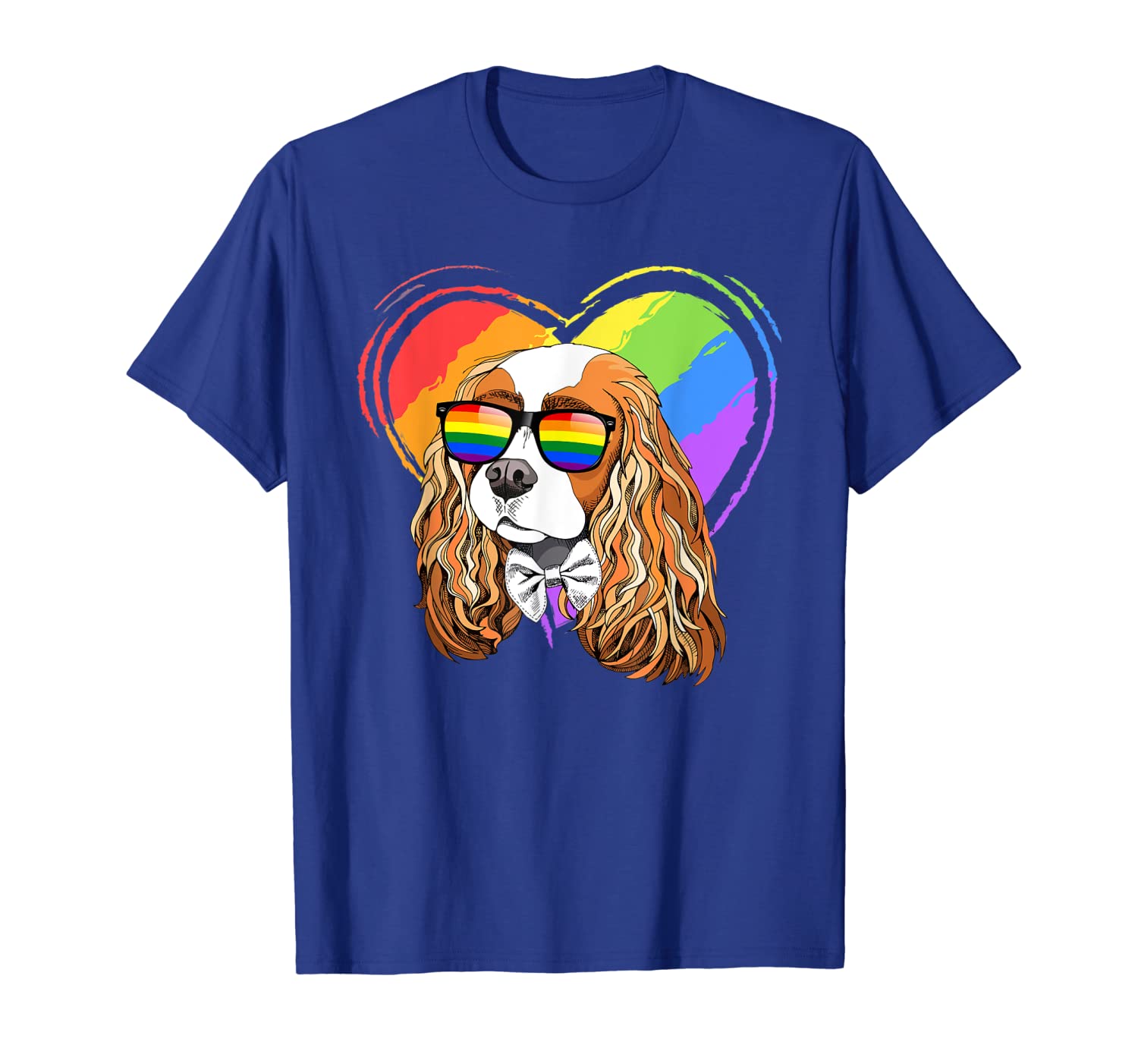 

Cavalier King Charles Spaniel Rainbow Heart LGBT Tshirt Gift, White;black