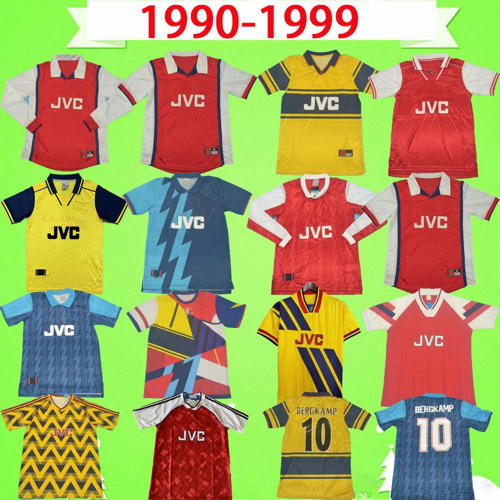 

1990-1999 RETRO soccer jersey 90-99 red blue yellow classic vintage football shirt BERGKAMP HENRY WRIGHT PLATT VIERA MERSON thai quality, Black;yellow
