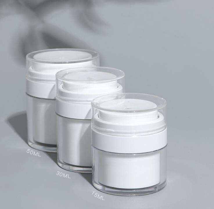 

15 30g White Simple Airless Cosmetic Bottle 50g Acrylic Vacuum Cream Jar Cosmetics Pump Lotion Container SN4311