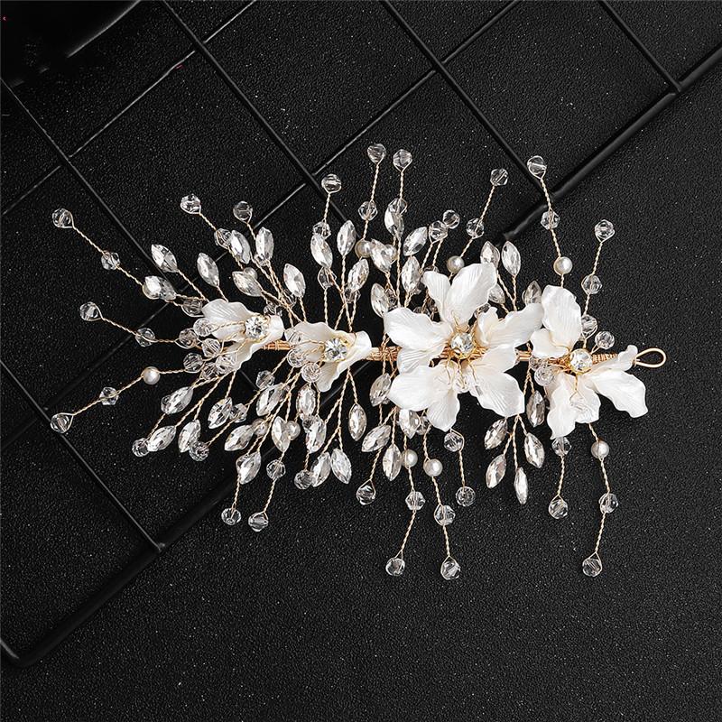 

Hair Clips & Barrettes Vintage Gold Wedding Accessories Comb Headpiece Pearl Beads Crystal Bride Jewelry Women Piece MY3555, Golden;silver