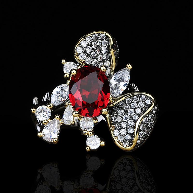 

Cluster Rings CIZEVA Elegant Flower Zircon Ladies Ring 925 Silver Black Gold Temperament Retro Serie Bohemian Jewelry 2021