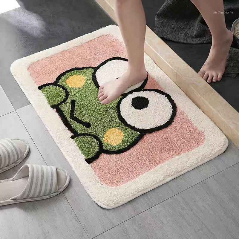 

Carpets Bathroom Absorbent Carpet Anime Pure Color Door Mat Heart-shaped Rug Area Household Floor Fluffy
