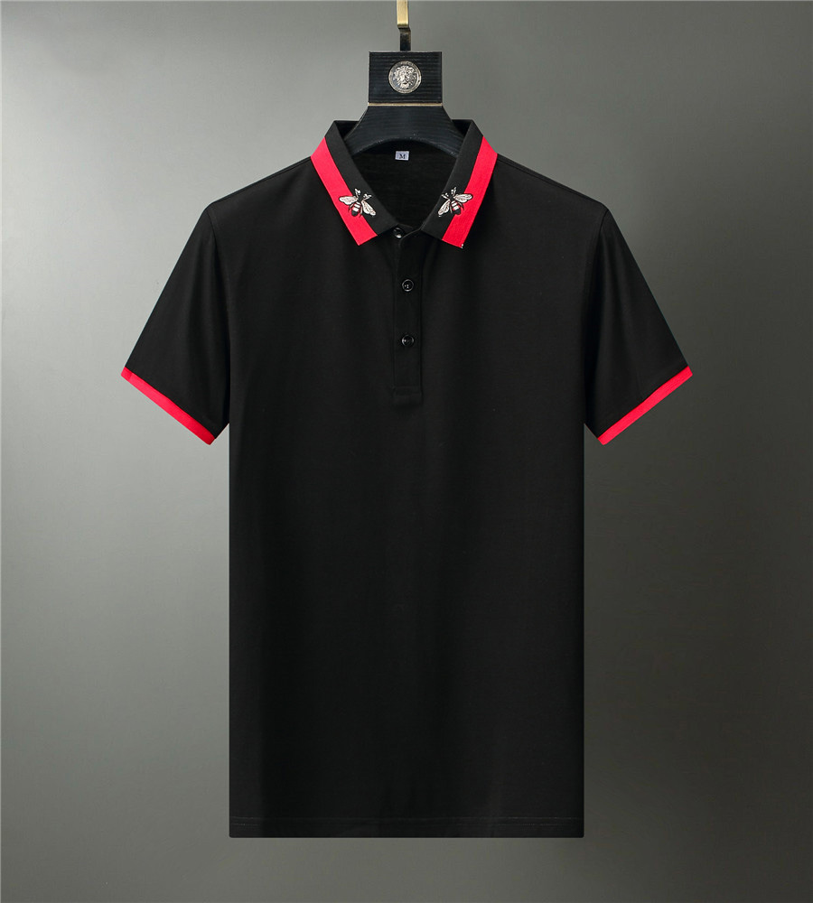 

Men Classic Perry Polo Shirts Cotton Leaf Embroidery High Quality Summer Casual Polos Striped Collar London Fred Tees Tops Black#M-3XL, White;black