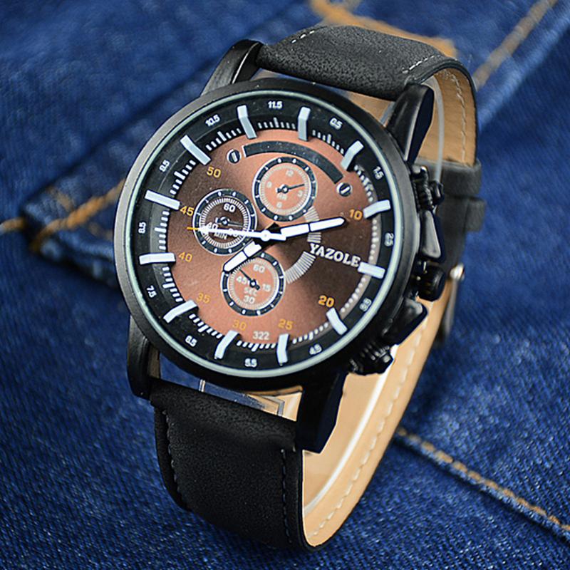 

Wristwatches Drop YAZOLE Watch Men Man Quartz Watches Big Dial Luminous Wristwatch Waterprrof Male Clock Relojes Hombre, Slivery;brown