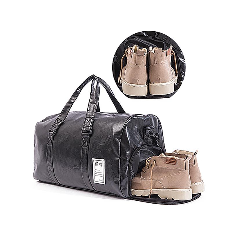 

Duffel Bags BELLELIFE PU Leather Travel Bag With Shoe Warehouse Unisex Business Trip Waterproof Sports Fitness Shoulder, Brown-s
