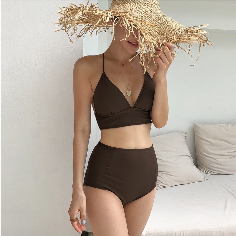 Women&#039;s Korean Small Ins Fragrance Bikini V-neck Size Chest Gathered Sexy Swimsuit Cover Belly Show Thin Spring Style-image-678606356