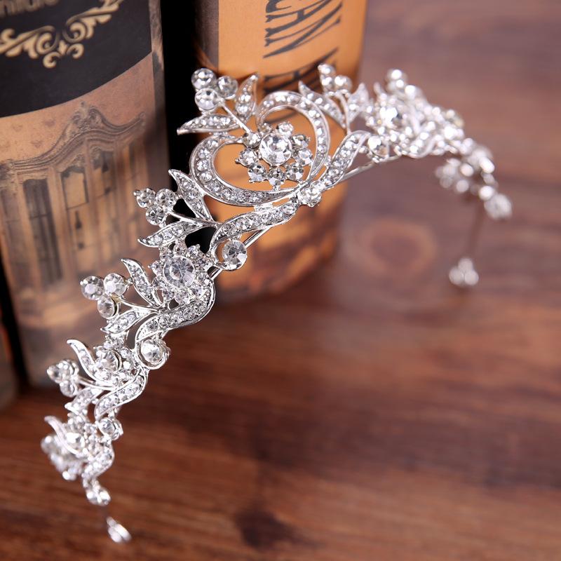 

Hair Clips & Barrettes Trendy Silver Color Crown Jewelry For Bridal Heart Crystal Rhinestone Tiara Wedding Bride Princess Accessories, Golden;silver