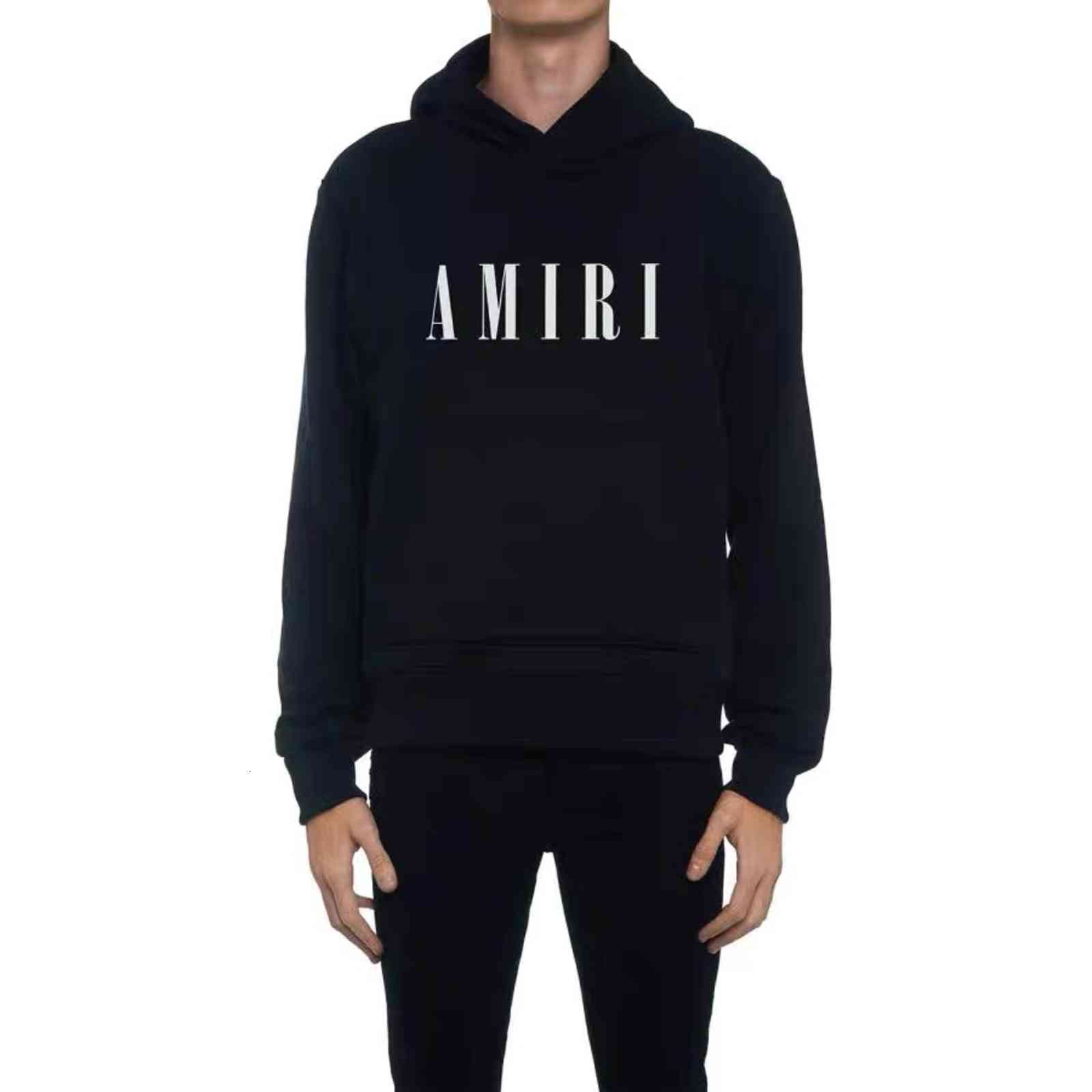 

New Arrivals Amiry Hoodie autumn winter alphabet printing basic mens and womens Hoodie 1, Black