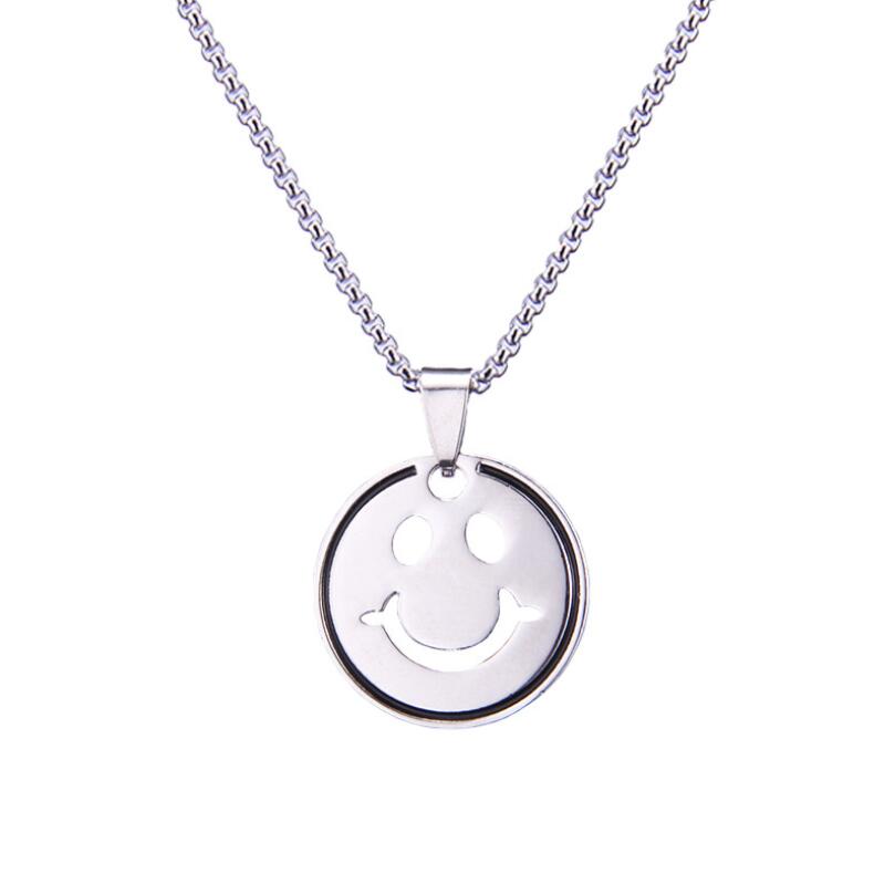 

Smiley face pendant Necklaces For Women Korean Jewelry Rotatable Street stainless steel Couple Expression
