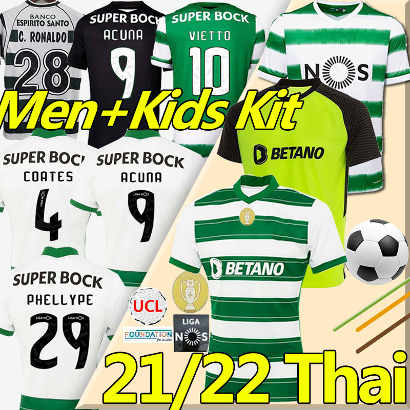 

SCP Lisbon 21/22 Soccer Jerseys Sporting Clube de 2021 2022 PHELLYPE B.FERNANDES S.COATES Retro jersey 2001 03 04 Lisboa C.Ronaldo Men kids Kits football shirt uniform, 20-21 third