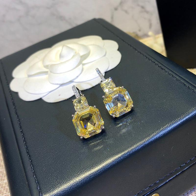 

Dangle & Chandelier Brands Pure 925 Silver Fashion Jewelery Woman Yellow Diamond Earrings Geisha Dream Party High Quality Water Drop Jewelry