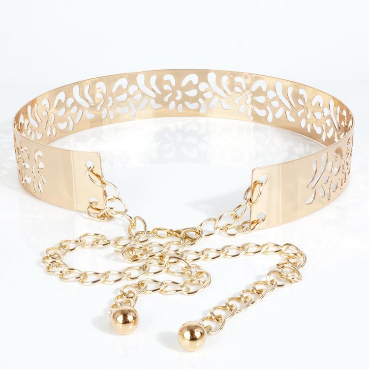 

Belts Women For Dresses Metal Skeleton Carving Decorative Belt Luxury Designer, Black;brown
