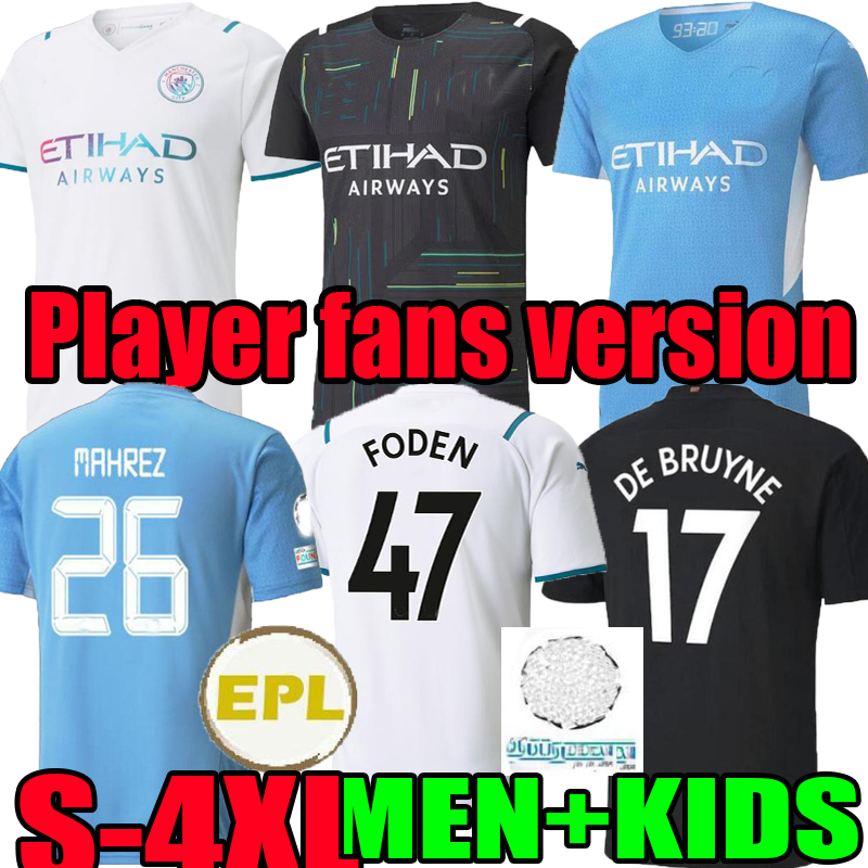 

Long sleeve Manchester Player fans version soccer jerseys 20 21 22 city home FODEN 2021 2022 away Gundogan BERNARDO STERLING DE BRUYNE MAHREZ men+kids football shirts, 2020;gk