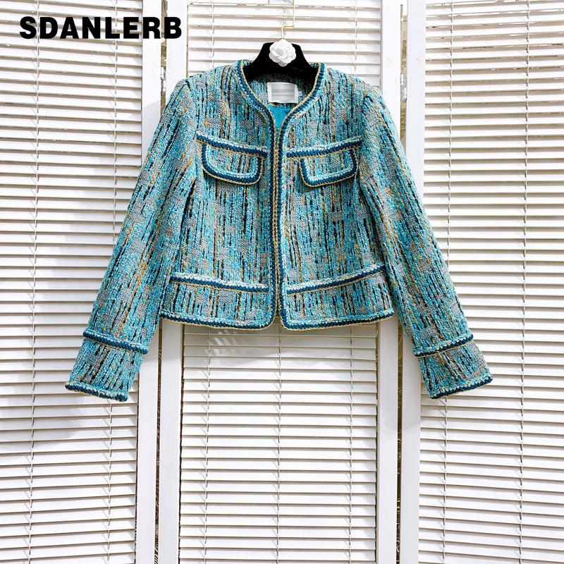 

Women's Jackets All-matching Jacket 2021 Autumn And Winter Slimming Elegance Clothing Retro Gold Silk High Waist Short Woolen Cardigan Coat, Black;brown
