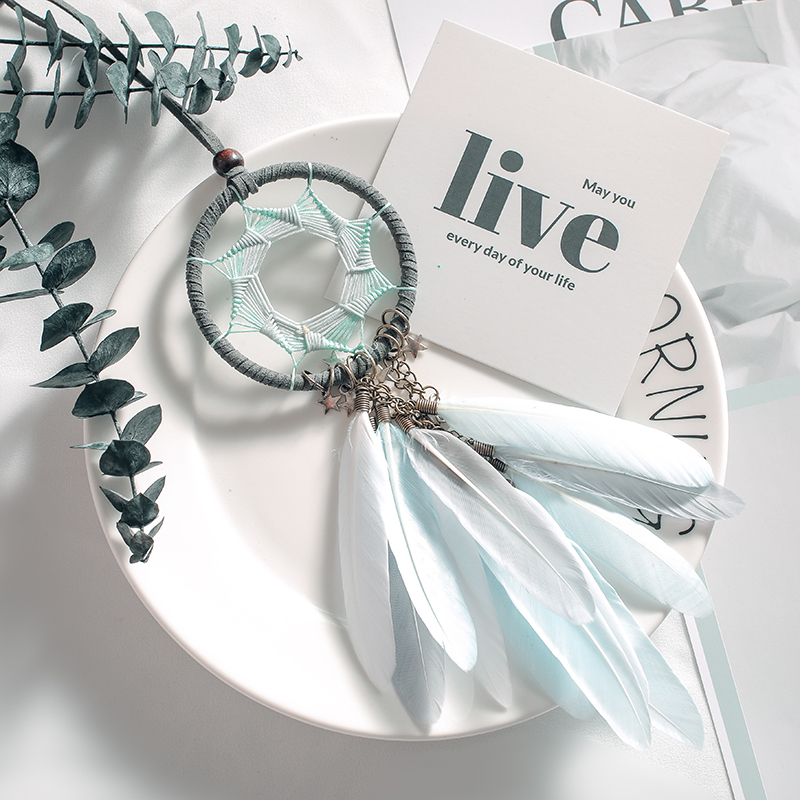 

Mini 38cm Dream Catchers Home Decor Hanging Car Kids Room Decoration Feathers Pendants Bag Key Chains Wind Chimes 1222157
