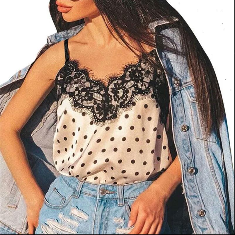 

women camis satin silk lace summer tank vest blouse casual lady v neck sleeveless straps shirt, White