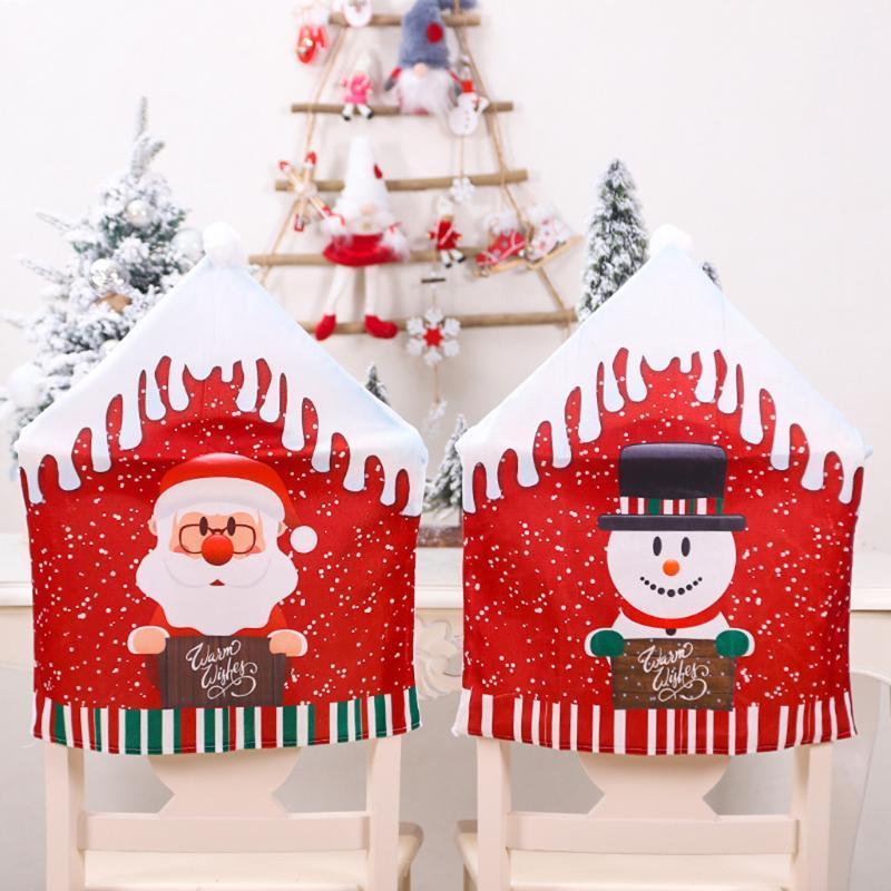 

Chair Covers Christmas Santa Claus Elf Back Cover Dining Dinner Table Decoration Year Party Supplies