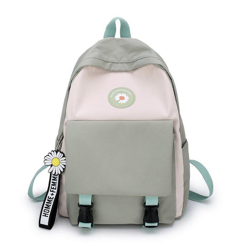 

School Bags Student For Teenage Girls Cute Daisy Nylon Backpack Women Bookbag Green