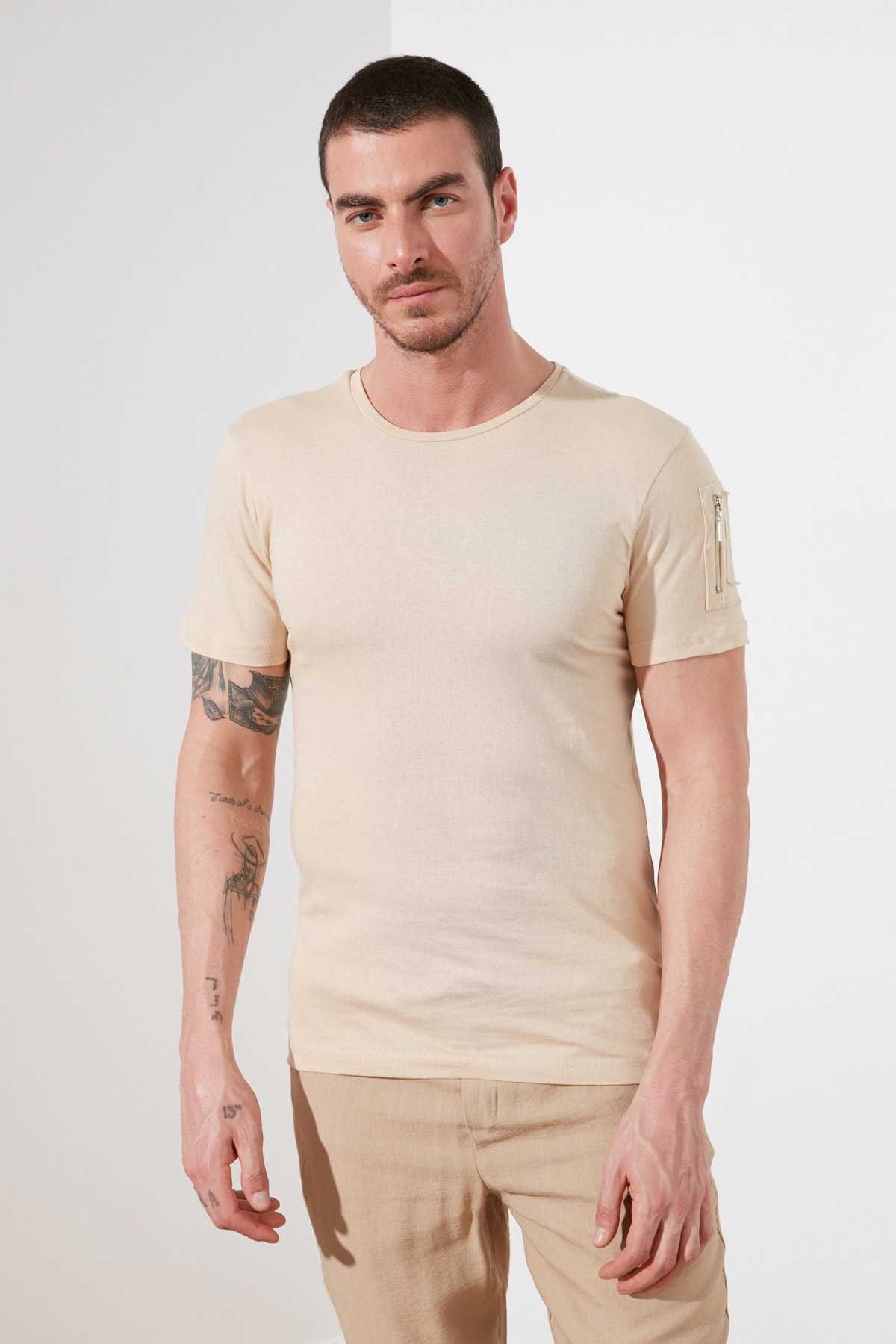 

Trendyol Male T-Shirt TMNSS20TS0968 Men 'S Clothing Fashion 2021 Summer Spring Men 'S Top T-Shirts X0621, Mustard