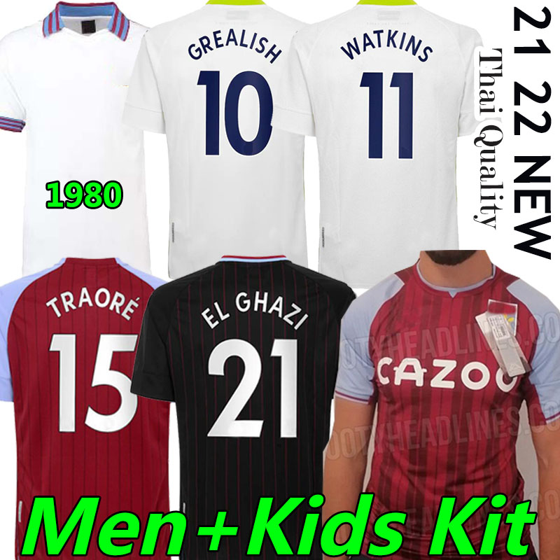 

21/22 Aston Villa soccer jerseys Buendia El Ghazi Traoré GREALISH WESLEY McGINN Retro 1980 81 82 Football Jerseys WATKINS KODJA SANSON TARGETT Douglas Luiz Men kids kit, Weila third kids kits