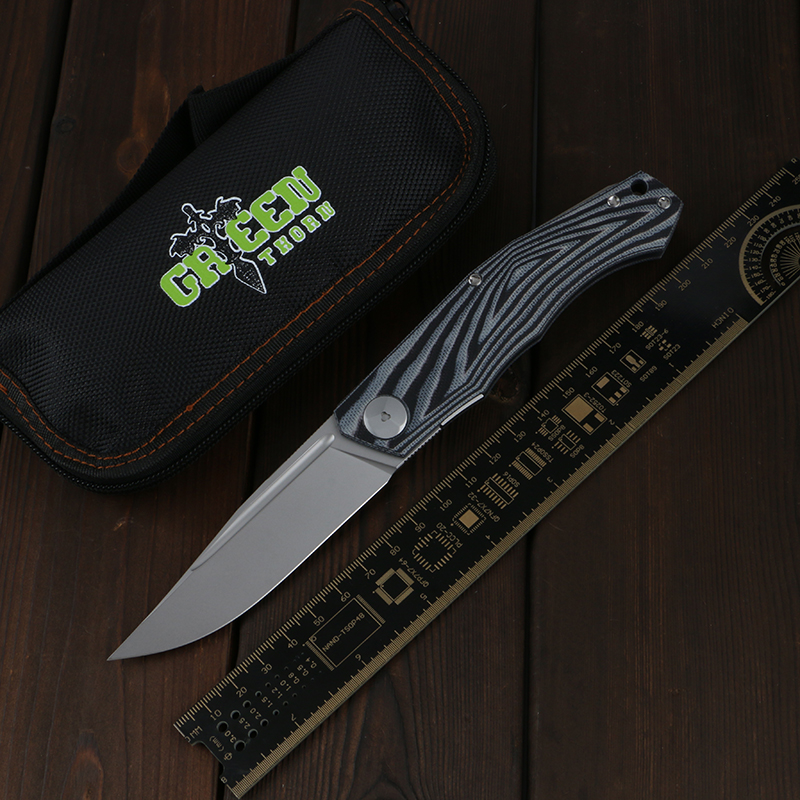 

Green thorn PERO turning folding knife D2 blade bearing G10 3D handle camping outdoor fruit knife practical folding knife EDC