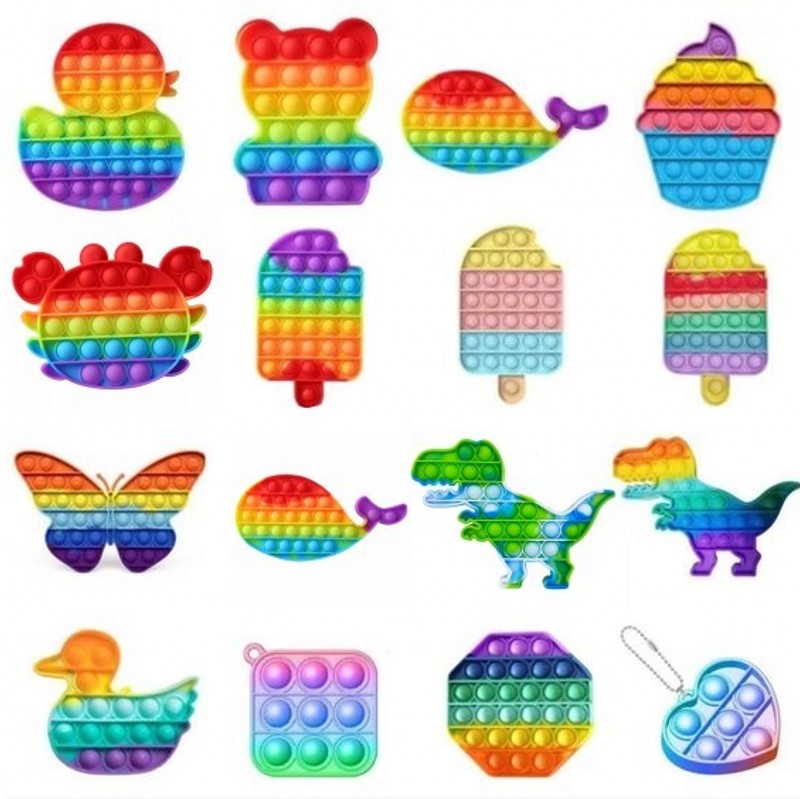 

DHL 2021 Rainbow Push Bubble Fidget Sensory Toy Stress Reliever Stress Relief Toys Anxiety Relief Toys For Kids Birthday Party Gifts
