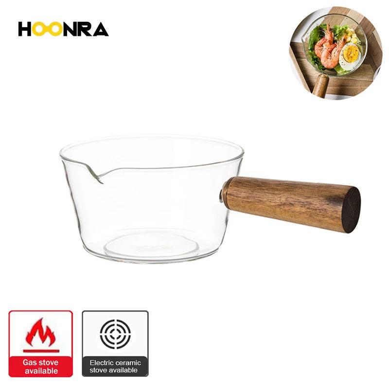 

Transparent Soup Pot Non-stick Glass Saucepan Breakfast With Wooden Handle Cookware Tool Pans
