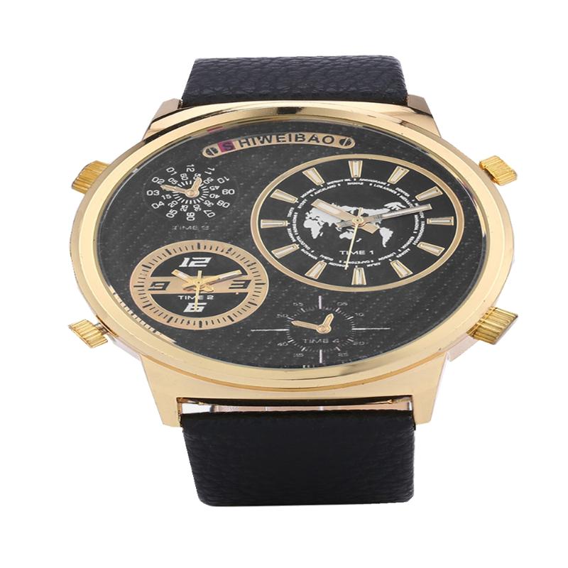 

Wristwatches Fashion Business Military Brand Watch Men's Quartz Gold Leather Strap Luxury Sports Waterproof Clock Relogio Masculino, Black black