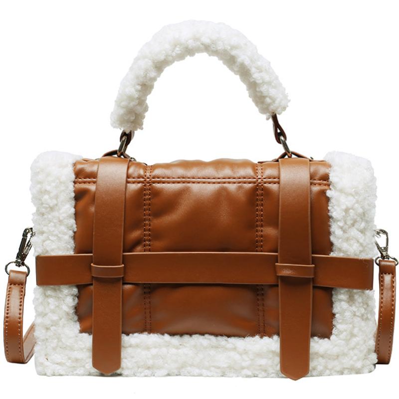 

Evening Bags Women Fashion Lamb Edging Winter Handbags For Female Luxury Designer Leather Messenger Ladies Small Square Shoulder Package