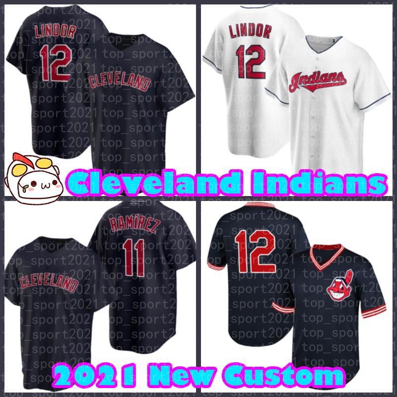 

Cleveland 12 Francisco Lindor Indians Jerseys Baseball Jose Ramirez Cesar Hernandez Shane Bieber Oscar Mercado Daniel Johnson Josh Naylor, Blue;black